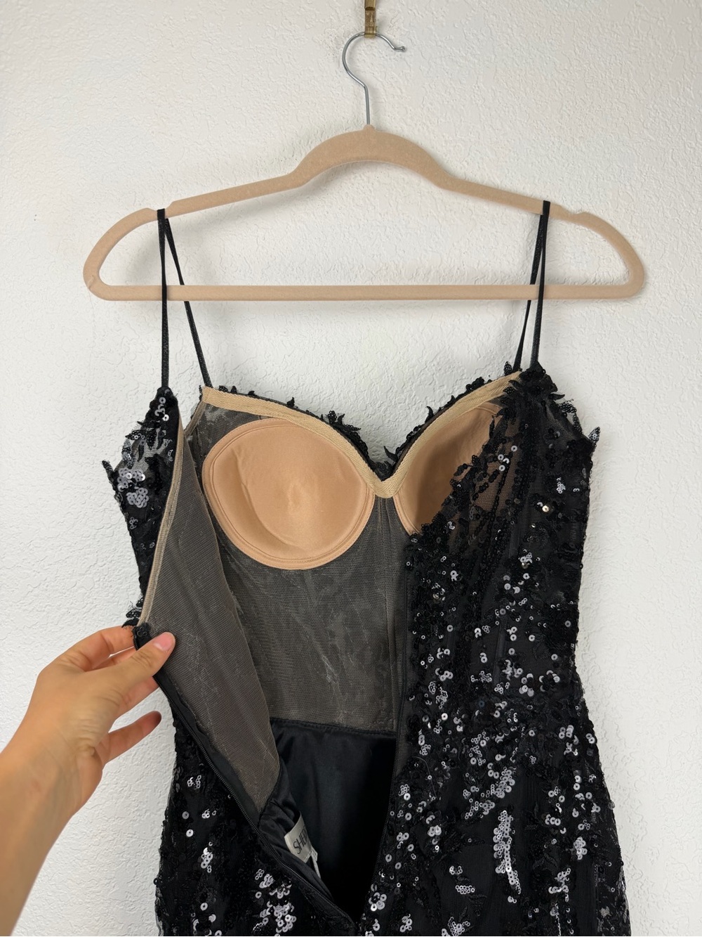 Sherri Hill Sequin Mini Corset Dress Black 4 - Picture 6 of 10